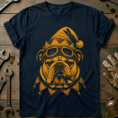 Christmas Elf Bulldog Goggles Motorcycle T-Shirt Gift For Biker