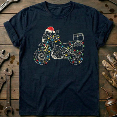 Adventure Christmas Lights Motorcycle T-Shirt Gift For Biker