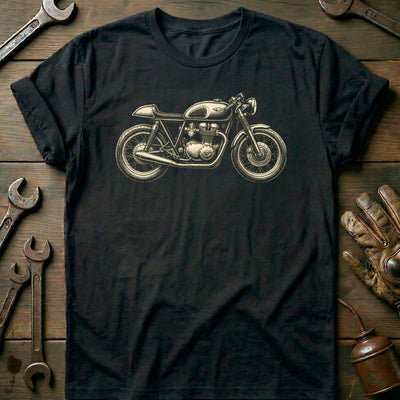Cafe Racer Woodcut Motorcycle T-Shirt EU Gift For Biker