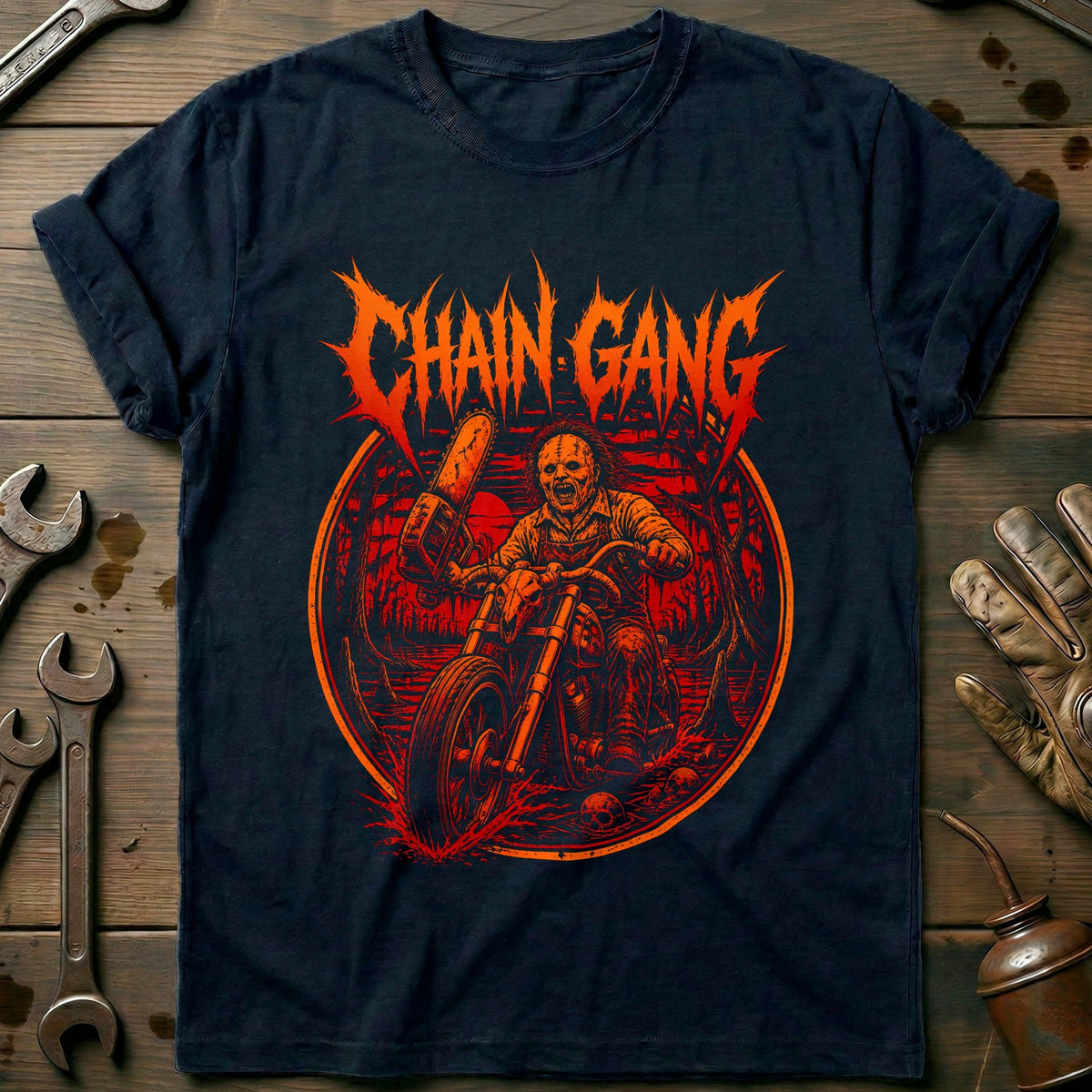 Chain Gang Motorcycle T-Shirt EU Gift For Biker