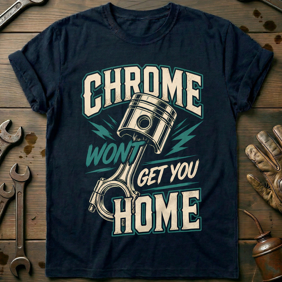 Chrome Wont Get You Home Motorcycle T-Shirt EU Gift For Biker