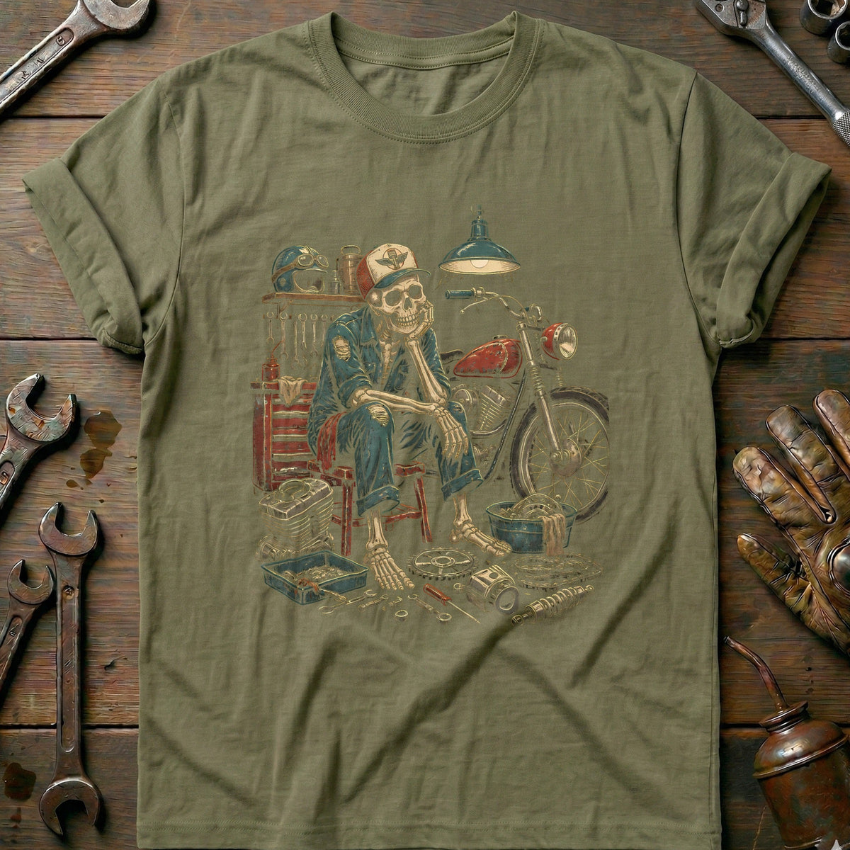 Skeleton Mechanic Motorcycle T-Shirt EU Gift For Biker