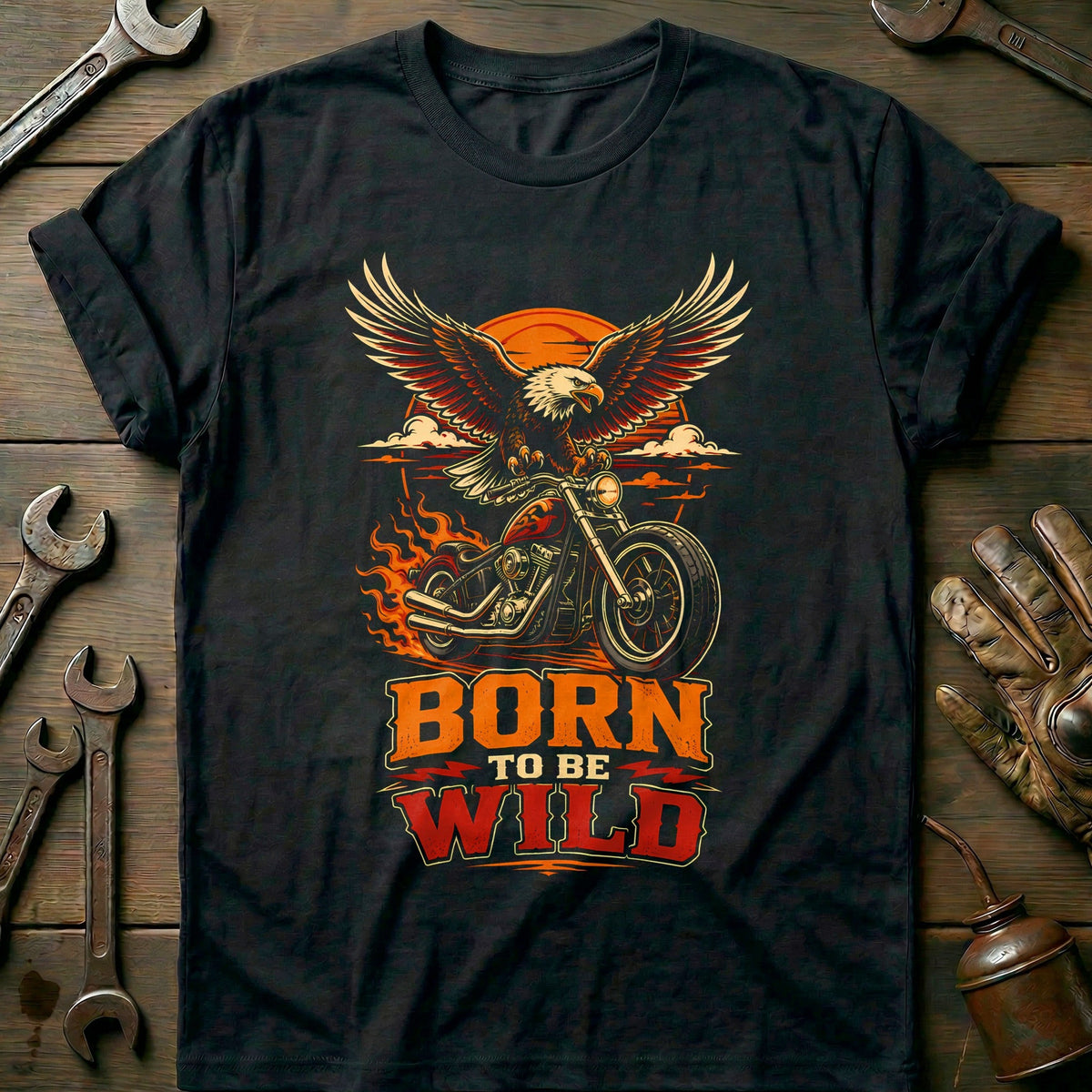 Born to Be Wild Motorcycle T-Shirt EU Gift For Biker