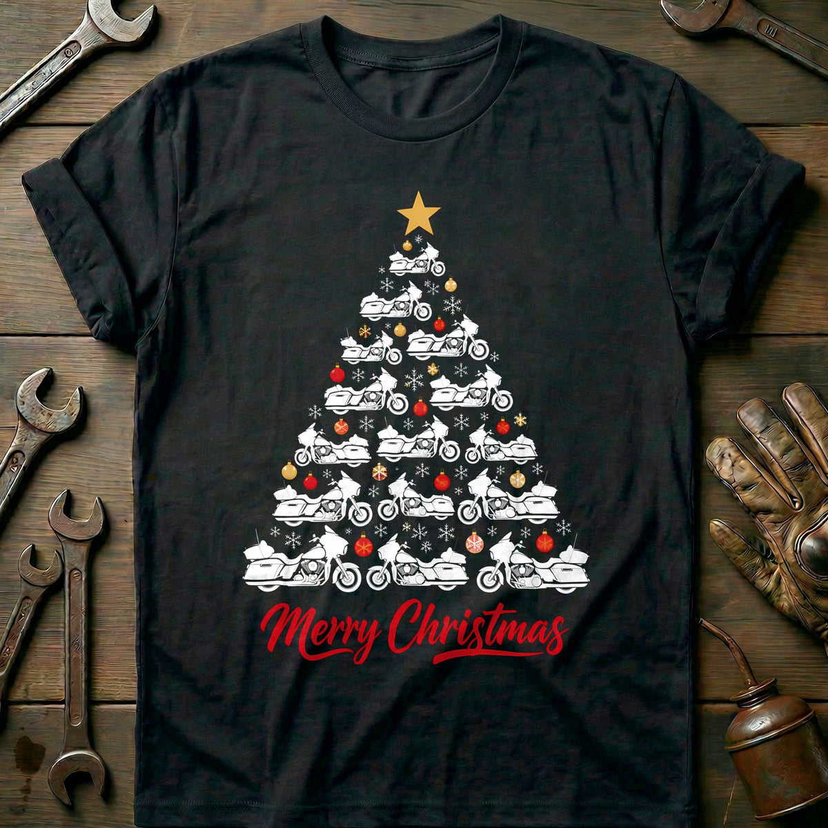 Bagger Christmas Tree Motorcycle T-Shirt Gift For Biker