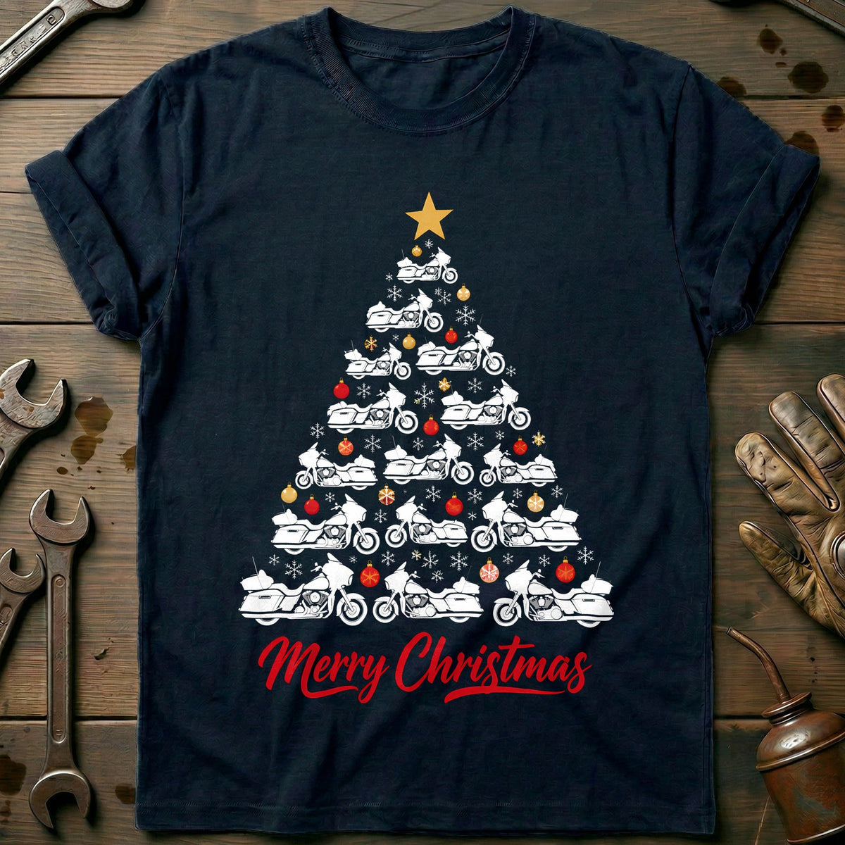 Bagger Christmas Tree Motorcycle T-Shirt Gift For Biker