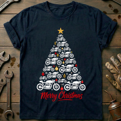 Cafe Racer Christmas Tree Motorcycle T-Shirt Gift For Biker