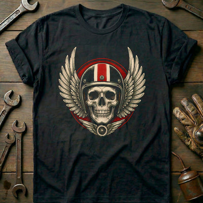 Engraved Skull Helmet Motorcycle T-Shirt EU Gift For Biker