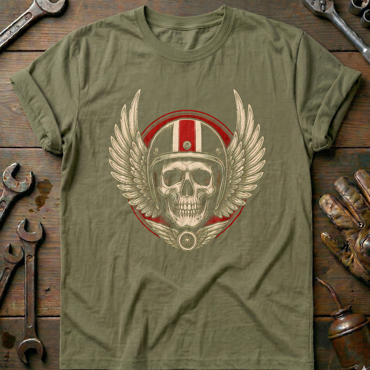 Engraved Skull Helmet Motorcycle T-Shirt EU Gift For Biker