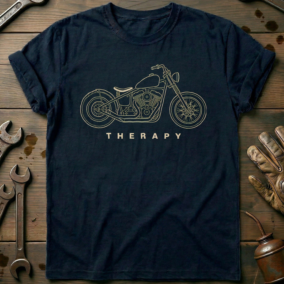 Bobber Therapy Motorcycle T-Shirt EU Gift For Biker