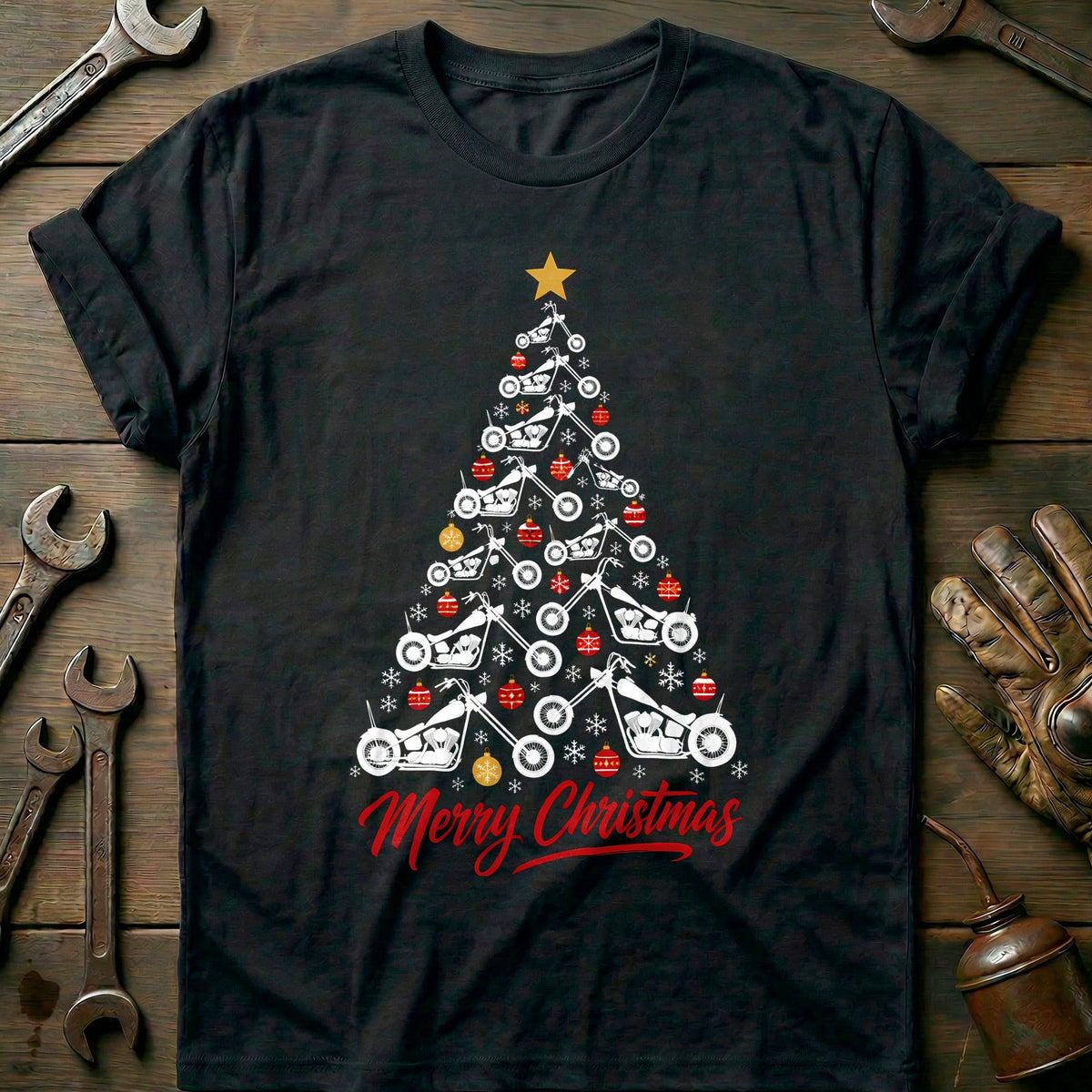 Chopper Christmas Tree Motorcycle T-Shirt Gift For Biker