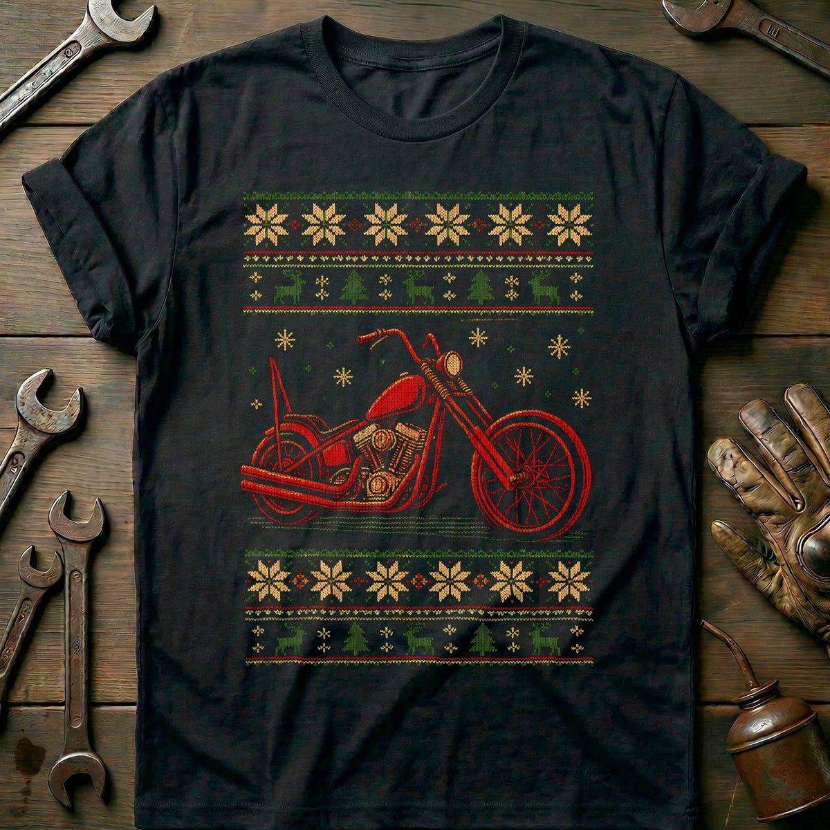 Chopper Christmas Sweater Motorcycle T-Shirt US Gift For Biker