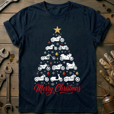 Merry Christmas Motorcycle Tree T-Shirt Gift For Biker