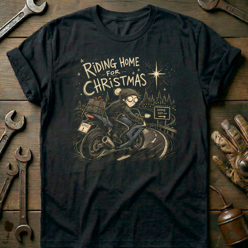 Riding Home for Christmas Motorcycle T-Shirt Gift For Biker