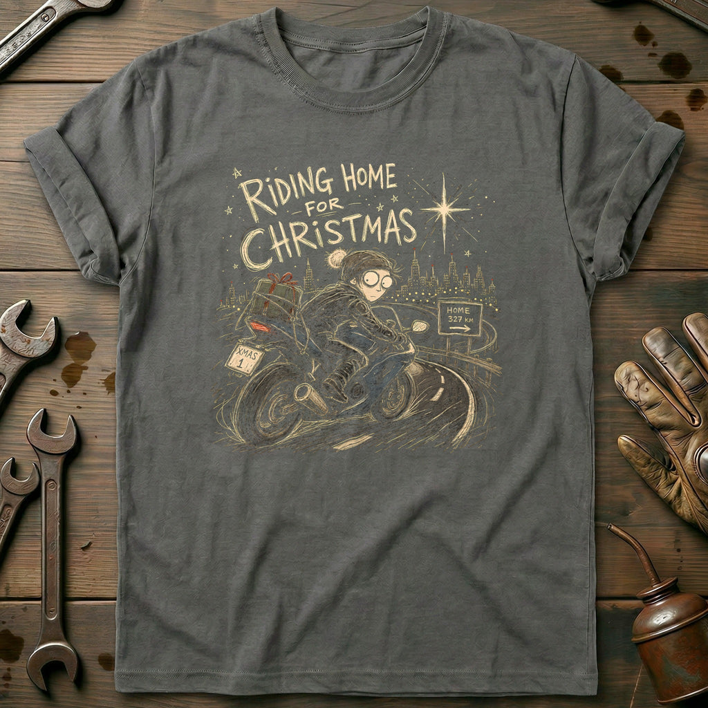 Riding Home for Christmas Motorcycle T-Shirt Gift For Biker