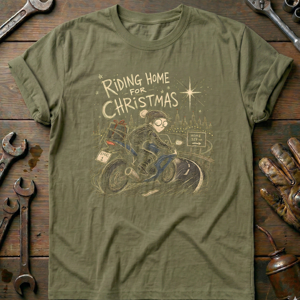 Riding Home for Christmas Motorcycle T-Shirt Gift For Biker
