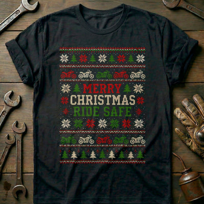 Merry Christmas Ride Safe Motorcycle T-Shirt US Gift For Biker