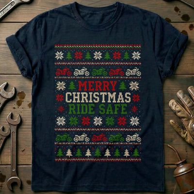 Merry Christmas Ride Safe Motorcycle T-Shirt US Gift For Biker