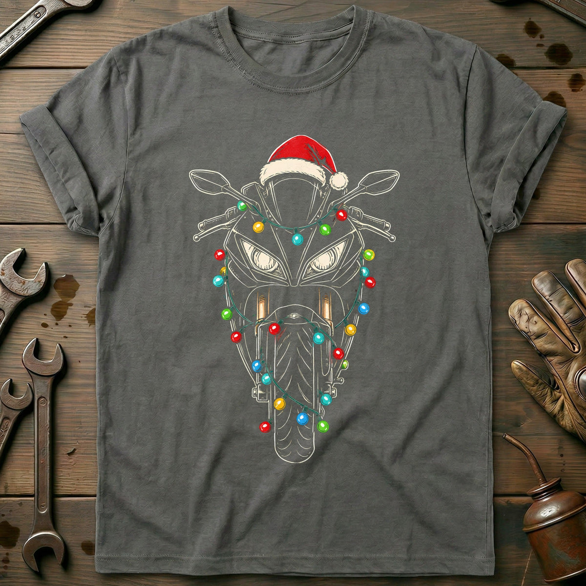 Sportbike Christmas Lights Motorcycle T-Shirt Gift For Biker
