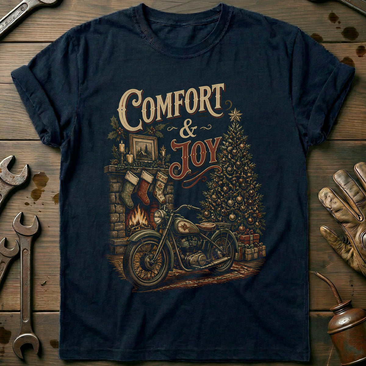 Comfort and Joy Motorcycle T-Shirt US Gift For Biker