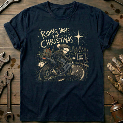 Riding Home for Christmas Motorcycle T-Shirt US Gift For Biker