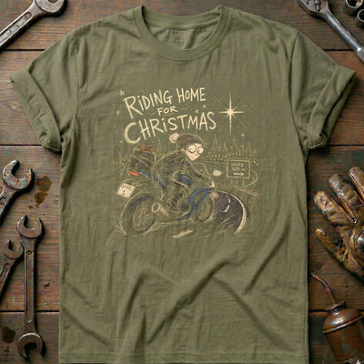 Riding Home for Christmas Motorcycle T-Shirt US Gift For Biker