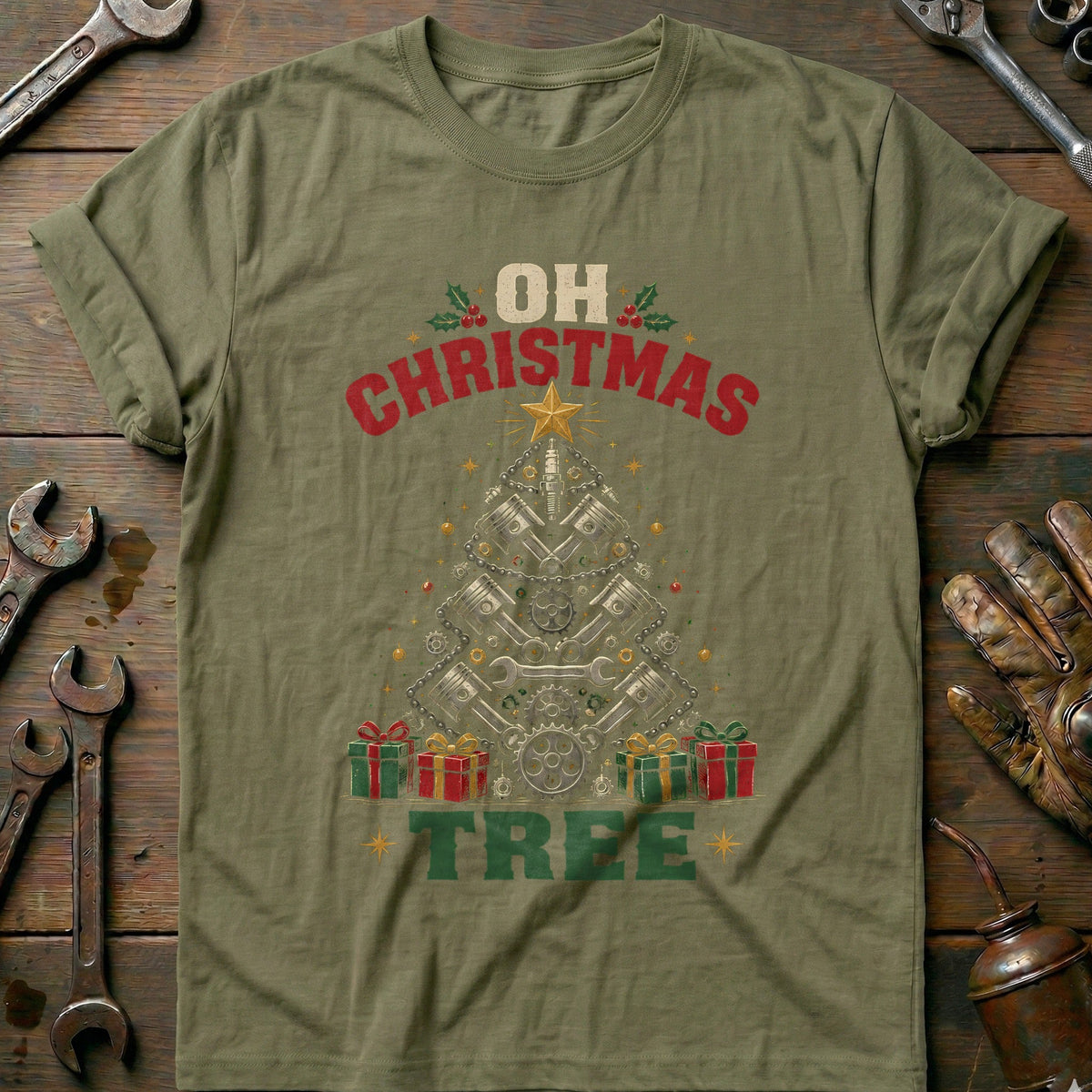 Oh Christmas Tree Engine Parts Motorcycle T-Shirt Gift For Biker