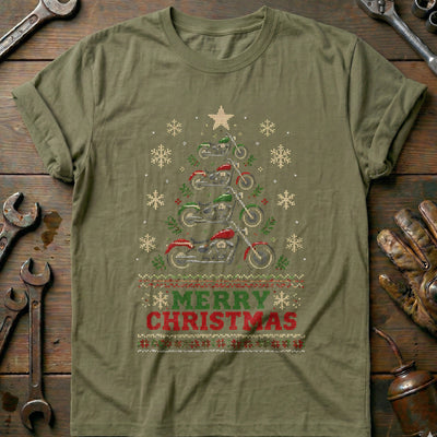 Merry Christmas Motorcycle Tree Sweater T-Shirt Gift For Biker
