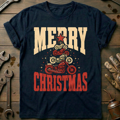 Merry Christmas Chopper Tree Motorcycle T-Shirt Gift For Biker