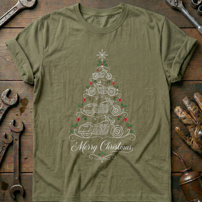 Merry Christmas Cruisers Tree Motorcycle T-Shirt US Gift For Biker