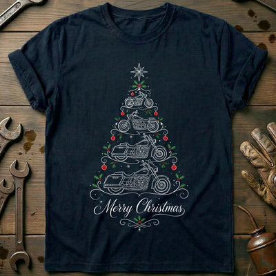 Merry Christmas Cruisers Tree Motorcycle T-Shirt US Gift For Biker