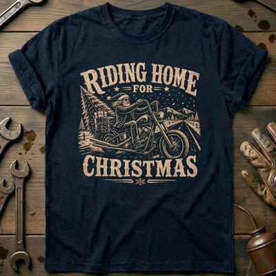 Riding Home for Christmas Motorcycle T-Shirt Gift For Biker