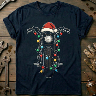 Bobber Christmas Lights Motorcycle T-Shirt US Gift For Biker