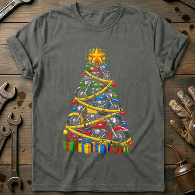 Pop Art Motorcycle Christmas Tree T-Shirt Gift For Biker
