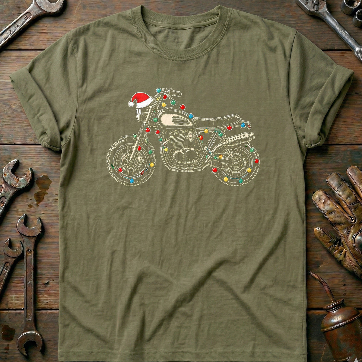 Scrambler Christmas Lights Motorcycle T-Shirt Gift For Biker