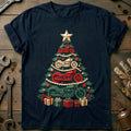 Papercut Motorcycle Christmas Tree T-Shirt Gift For Biker