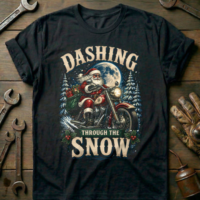 Dashing Through the Snow Motorcycle T-Shirt US Gift For Biker