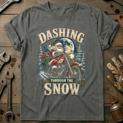 Dashing Through the Snow Motorcycle T-Shirt US Gift For Biker