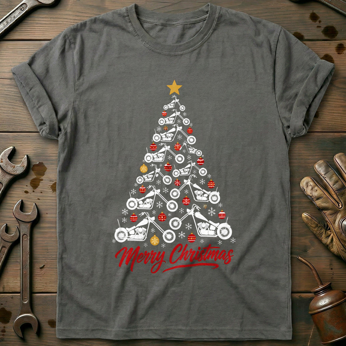 Chopper Christmas Tree Motorcycle T-Shirt US Gift For Biker