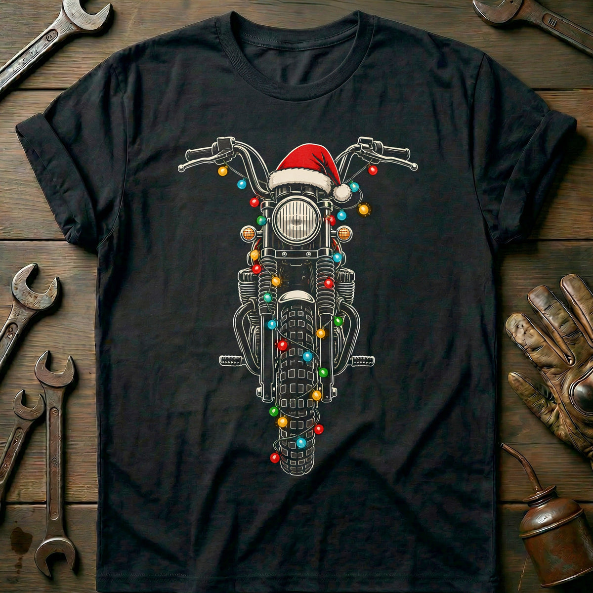 Scrambler Christmas Lights Motorcycle T-Shirt Gift For Biker