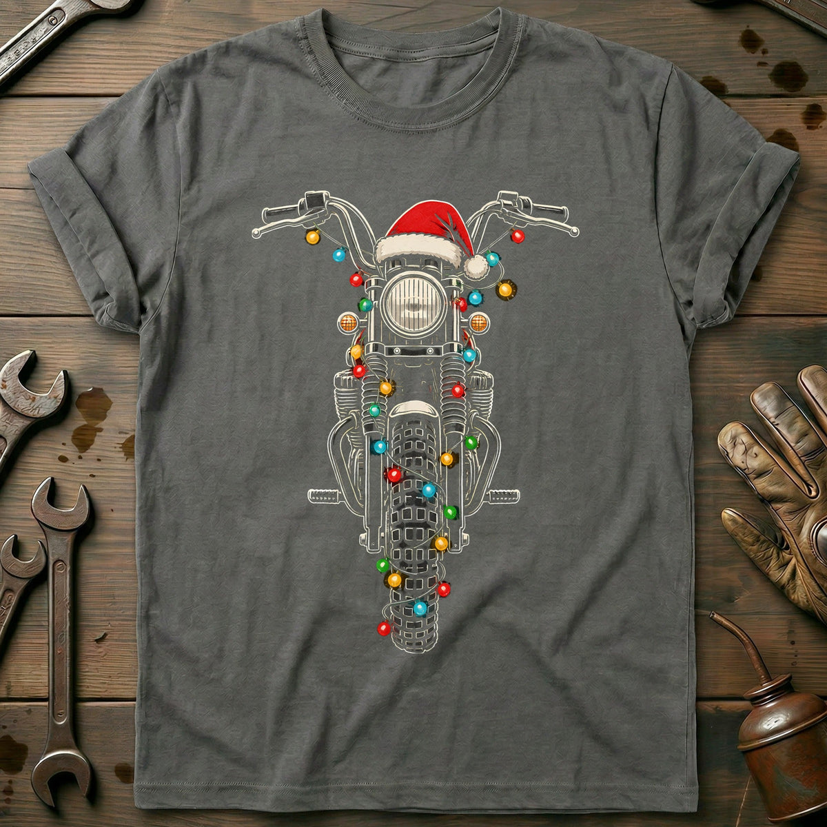 Scrambler Christmas Lights Motorcycle T-Shirt Gift For Biker