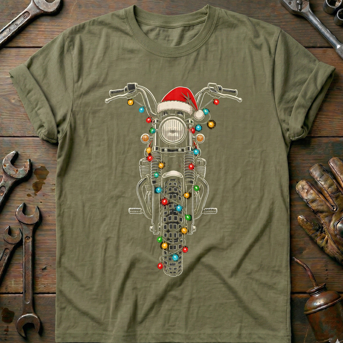 Scrambler Christmas Lights Motorcycle T-Shirt Gift For Biker