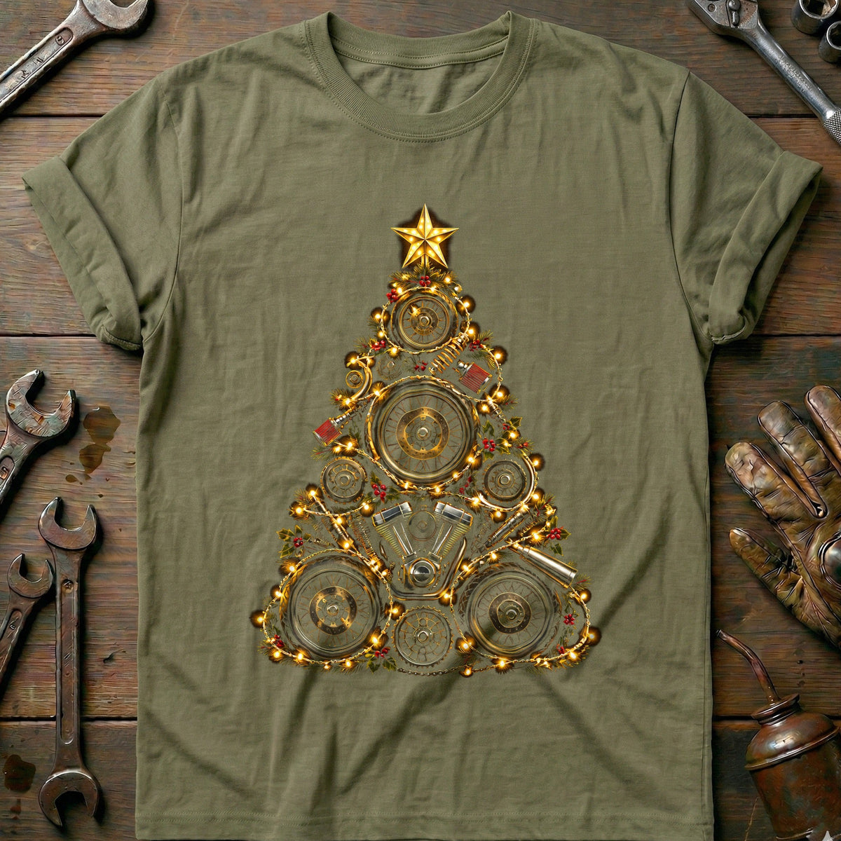 Engine Parts and Lights Christmas Tree Motorcycle T-Shirt Gift For Biker