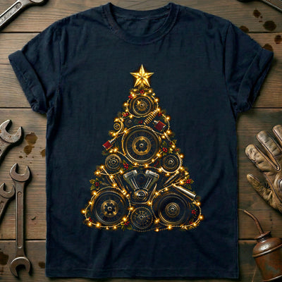Engine Parts and Lights Christmas Tree Motorcycle T-Shirt Gift For Biker