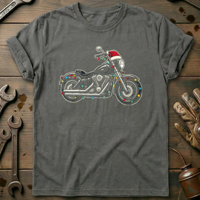 Cruiser Christmas Lights Motorcycle T-Shirt US Gift For Biker