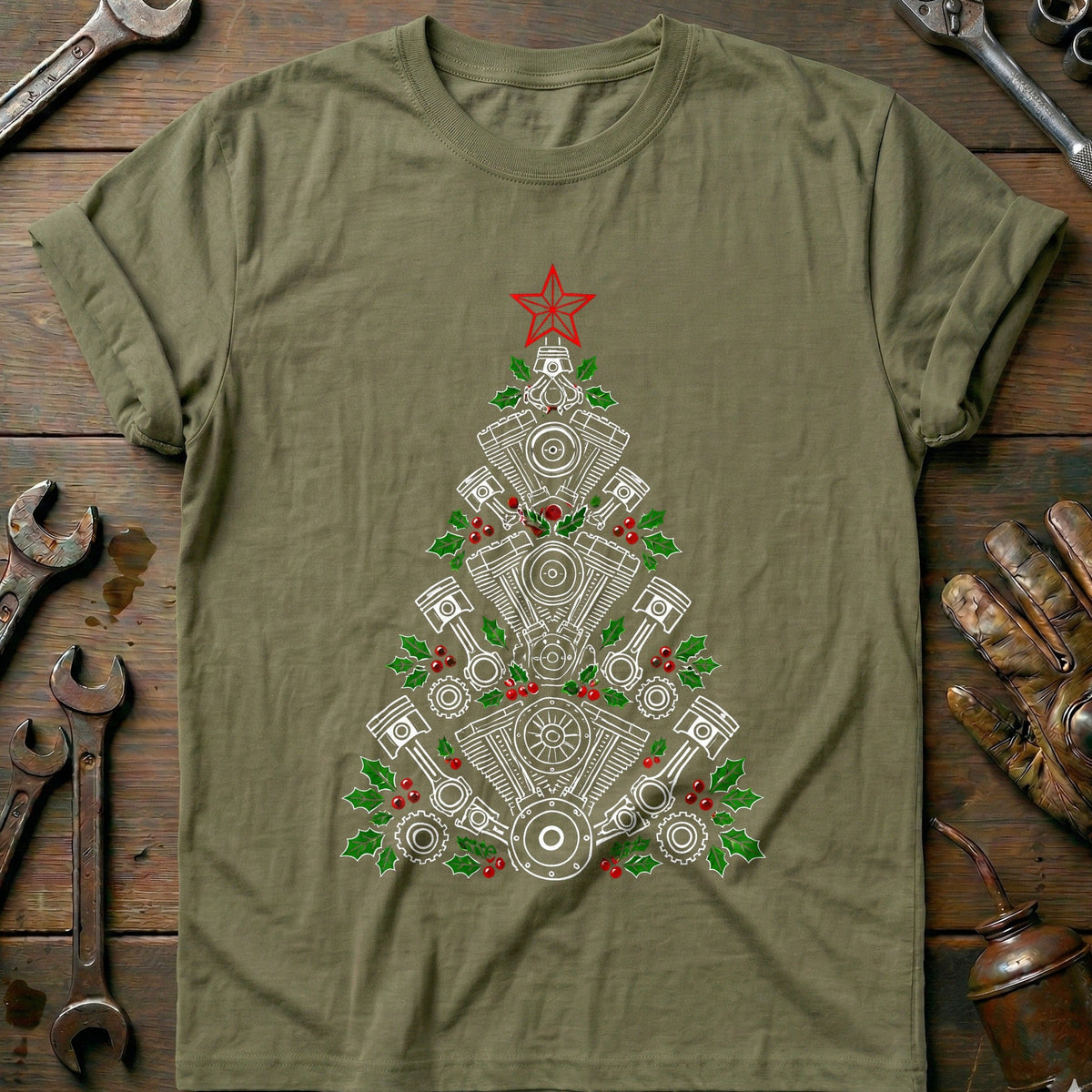 Engines and Pistons Christmas Tree Motorcycle T-Shirt Gift For Biker