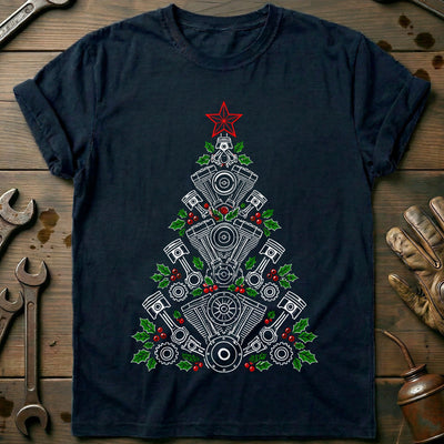 Engines and Pistons Christmas Tree Motorcycle T-Shirt Gift For Biker