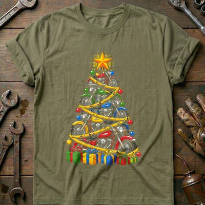 Pop Art Motorcycle Christmas Tree T-Shirt US Gift For Biker