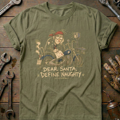 Dear Santa Define Naughty Motorcycle T-Shirt US Gift For Biker