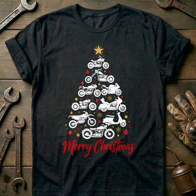 Merry Christmas Motorcycle Tree T-Shirt US Gift For Biker