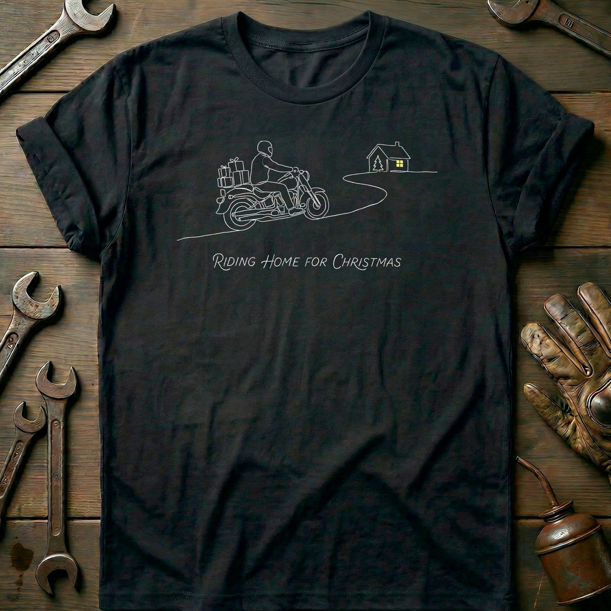Riding Home for Christmas Motorcycle T-Shirt Gift For Biker